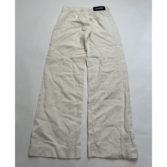 LAAGAM Linen Blend Trousers in White - Picture 3 of 5